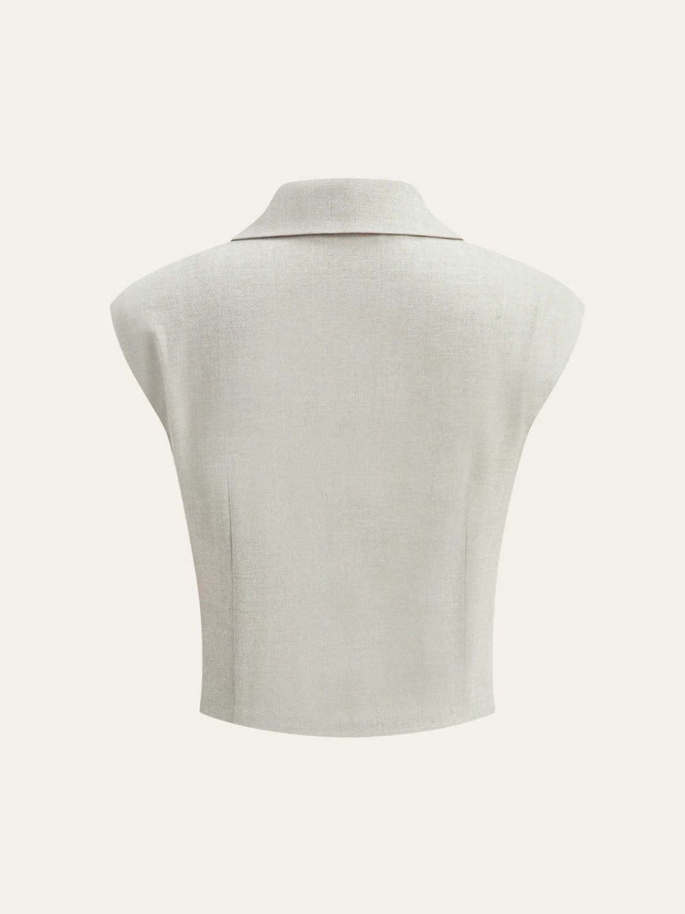 Commense Cream Wide-Leg Pants with Draped Crop Top - Picture 4 of 8